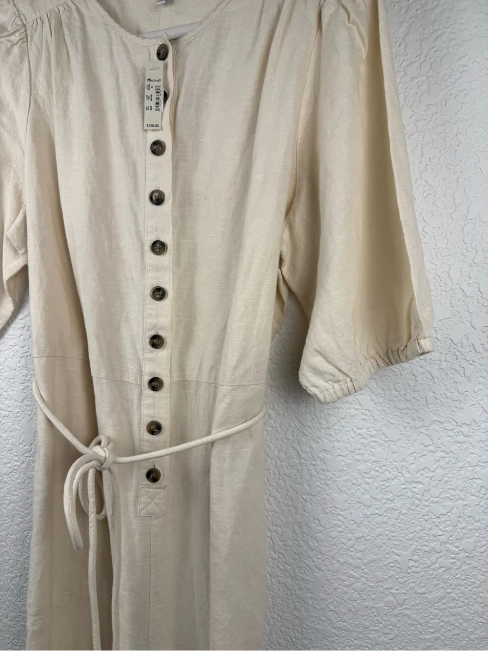 Madewell Linen Blend Jumpsuit | Puff Sleeve Utility Romper | NWT | XL - Picture 11 of 13